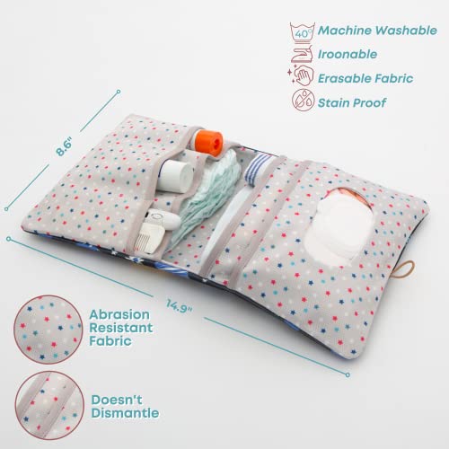 HAMUR Baby Diaper Bag Organizer – Compact & Foldable Stroller Pouch for Newborn Essentials | Travel-Friendly | Fits Boys & Girls (Space) - color: Space