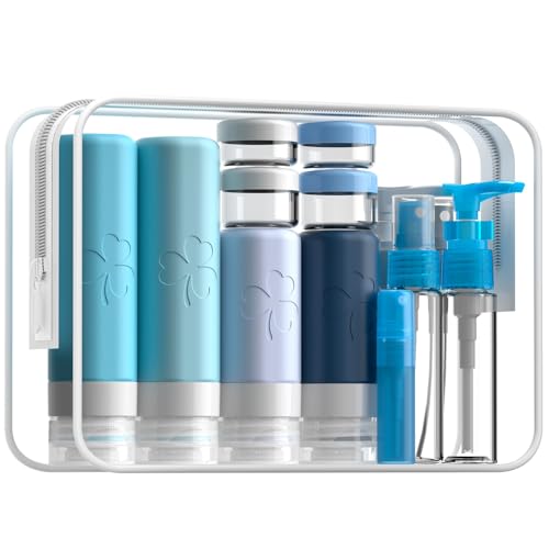 INSFIT 23 Pack Travel Bottles for Toiletries, TSA Approved Silicone Travel Size Toiletries with Toiletry Bag, BPA Free Leak Proof Refillable Travel Essentials for Liquids Shampoo Conditioner Lotion - color: Blue