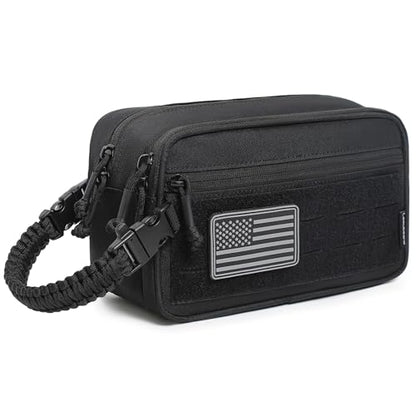 Tactical Toiletry Bag for Men Dry Wet Separate Dopp Kit Travel Hygiene Bag EDC Utility Tool Molle Pouch Mens Shaving Kit Travel shower Bags (Black) - color: Black