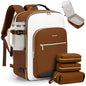 LOVEVOOK 40L Travel Backpack for Women & Men, Airline Approved Carry On Luggage with 3 Packing Cubes, TSA Overnight Bags, Waterproof Personal Item Bag, Weekender Essentials Backpacks fits 17" Laptop - color: Brown-beige-black, size: Large