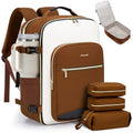 LOVEVOOK 50L Travel Backpack for Women & Men, Airline Approved Carry On Luggage with 3 Packing Cubes, TSA Overnight Bags, Waterproof Personal Item Bag, Weekender Essentials Backpacks fits 17" Laptop - color: Brown-beige-black, size: X-Large