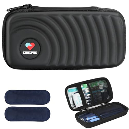 CDBXPRG Insulin Cooler Travel Case,Diabetic Cold Pack Organizer Bag with 2 Reusable Ice Packs for Insulin Pen and Other Medication Diabetic Supplies Black - color: Black