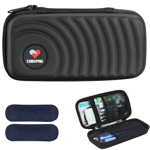CDBXPRG Insulin Cooler Travel Case,Diabetic Cold Pack Organizer Bag with 2 Reusable Ice Packs for Insulin Pen and Other Medication Diabetic Supplies Black - color: Black