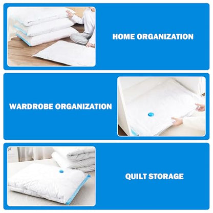 Vacuum Storage Bags, Space Saver Bags with Pump, 12Pcs (4 Medium/Large/XL) for Clothes, Bedding, Travel, Compression