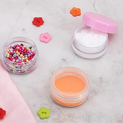 5 Gram Sample Containers with Lids, Mini Makeup Containers, Empty Plastic Travel Cosmetic Containers with Labels(25 Count, Pink Lid) - color: Pink