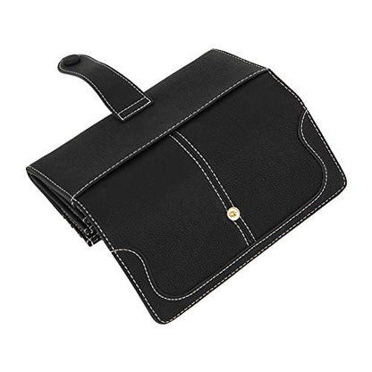 Women's Vegan Leather 17 Card Slots Card Holder Long Big Bifold Wallet - color: Black