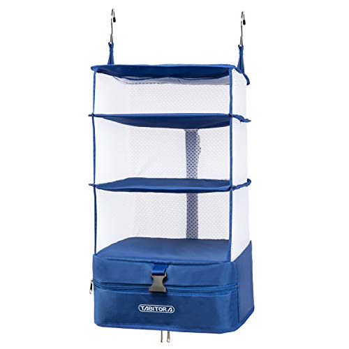 TABITORA Portable Hanging Travel Shelves Bag Packing Cube Organizer Suitcase Storage Large Capacity - color: Blue, size: Large