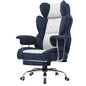 GTPLAYER Gaming Chair,Office Chair with Pocket Spring Lumbar Support, Ergonomic Comfortable Wide Office Desk Computer Chair with Outward Fixed Soft Armrests and Footrest (Fabric, Dark Blue & White) - color: Dark Blue White