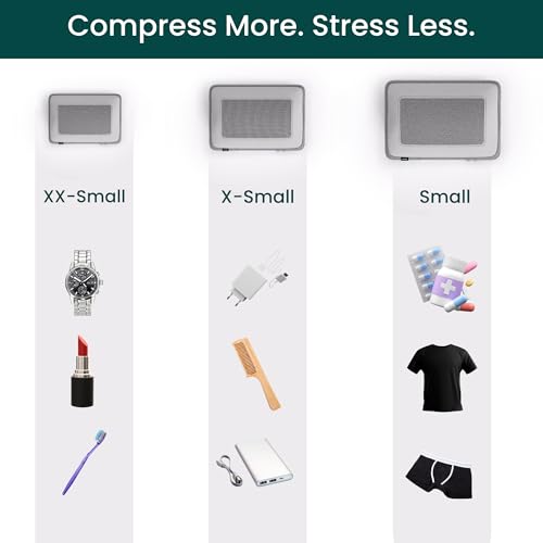 NOBL Travel Compressible Packing Cubes Set, 6 Pieces Travel Packing Organizers, Compression Luggage Cubes for Suitcases & Carry On, Space Saving (XXS, XS, S, M, L, XL) - Silver - color: Silver