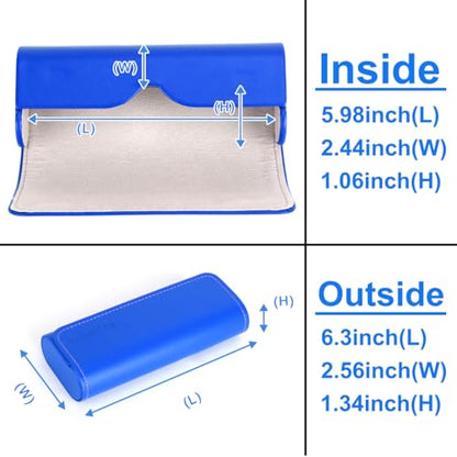 RayLove Hard Shell Glasses Case, Lightweight Leather Eyeglass Case, Travel-Friendly Sunglasses Protector for Men & Women - color: Blue