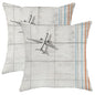 Vinatge Airport Airplane Pillow Covers 20x20 Set of 2, Comfy Simple Plain Printing Velvet Pillow Cases Kit with Zipper, Airline Pattern Decor Sofa Living Room - size: 20" x 20" (Pack of 2)