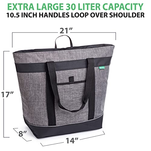 Jumbo Insulated Cooler Bag (Charcoal) with HD Thermal Insulation - Premium, Collapsible Soft Cooler Makes a Perfect Insulated Grocery Bag, Food Delivery Bag, Travel Bag, Beach or Picnic Bags - color: Charcoal