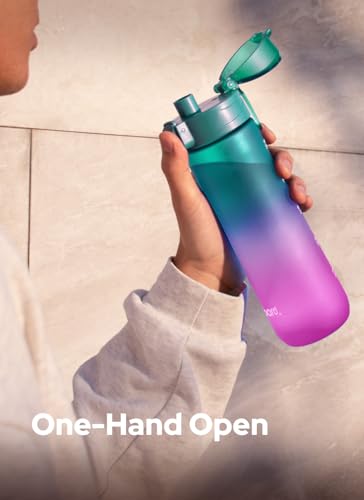 Opard 20oz Plastic Water Bottle Dishwasher Safe, Leakproof Flip-Top Lid, BPA Free Tritan, Wide Mouth Reusable Kids Water Bottle for School Hiking Commuting Outdoor Travel and Gym - color: Bubblegum Cyan Pink, style: 20 oz - Fast Flow