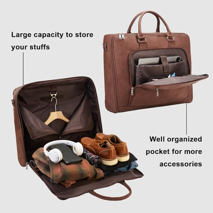 Garment Bag for Travel Large Carry on Garment Bags Men Women | Garment Suitcase Bags - color: Coffee