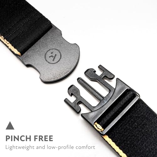 Arcade The Original Unisex Adventure Belt, Heavy Duty Elastic Webbing, Non-Metal Travel Friendly Buckle - color: Black/Khaki