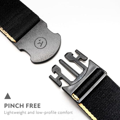 Arcade The Original Unisex Adventure Belt, Heavy Duty Elastic Webbing, Non-Metal Travel Friendly Buckle - color: Black/Khaki