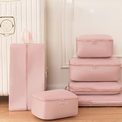 Personalized Packing Cubes Set of 6 with Custom Name, Travel Organizer Bags for Suitcase, Lightweight Luggage Storage Cubes for Clothes Shoes Toiletries, Travel Essentials