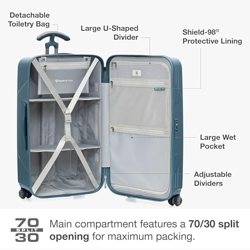 Traveler's Choice Ultimax II Polycarbonate Hardside Luggage with Spinner Wheels, Teal, 31-Inch Large Trunk - color: Teal, size: 31-Inch Large Trunk