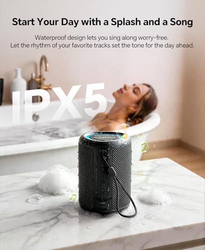 Portable Bluetooth Speaker Beach Essentials: Powerful Crystal Clear Sound/Dynamic Light/IPX5 Waterproof/All Day Playtime/Wireless BT 5.3/TWS Paring, Dad Gifts, Outdoor|Travel|Camping|Pool Accessories - color: Black