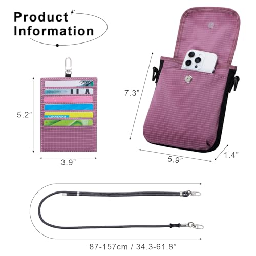 HUA ANGEL Small Crossbody Bag for Women, Phone Lanyard for Women/Men, Cell Phone Purses with Detachable 6-Layer Card Holder - color: Rose Red