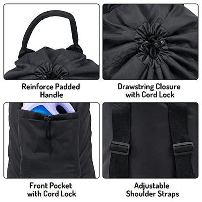Seiritex Laundry Backpack Bag, Dirty Clothes Travel Laundry Bag with Shoulder Straps for College Dorm Room (Black) - color: Black