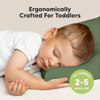 KeaBabies Organic Toddler Pillow with Pillowcase, Jumbo 14X20 - Soft Cotton Toddler Pillows for Sleeping - Machine Washable - Perfect for Travel, Toddler Bed Set (Jungle Green) - color: Jungle Green