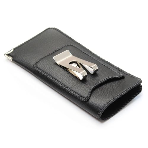 Orsus Soft Glasses Case with Belt Clip & Card Pocket, PU Leather Eyeglass Sunglasses Case Pouch Felt Lining - color: Black
