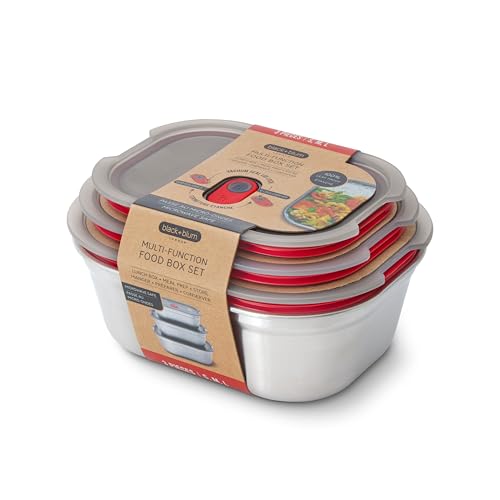 BLACK + BLUM Lunch Bowl Mixed Set - Reusable Meal Prep Containers for Picnic & Camping - Microwavable Stainless Steel Lunch Dinner Food Storage Box - Leak Proof Lid - Dishwasher Oven Safe - 20/30/40oz - size: Mixed Box Set (600ml / 900ml / 1.2L)