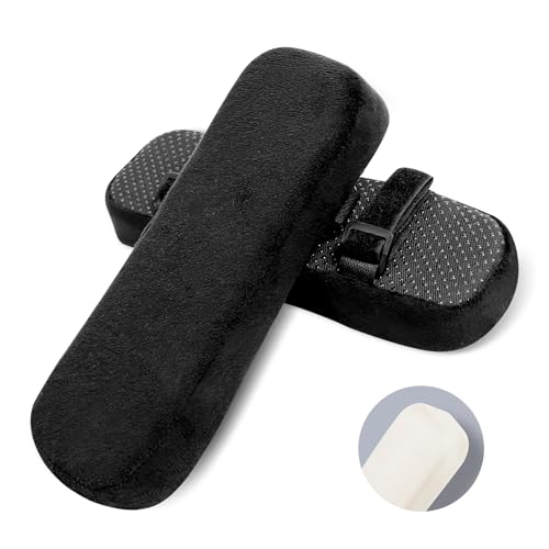 ZNCMRR 2 Pack Office Chair Armrest Pads Covers with Memory Foam Elbow Pillow for Forearm Pressure Relief, Black Arm Rest Covers for Office Chairs, Wheelchair, Comfy Gaming Chair(Black) - color: Black