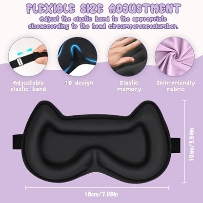 Kids Sleep Mask Eye Mask: 3D Contoured Cup Sleeping Masks, Blindfold with Adjustable Strap, Kids Eye Cover for Boys, Girls, Teens, Pressure-Free with Memory Foam Face Mask for Sleeping (Purple) - color: Purple