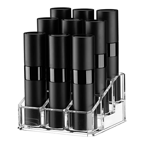 Tekson 9PCS 8ml Travel Perfume Atomizer Refillable, Mini Cologne Spray Bottle Empty, Small Aftershave Sprayer for Liquid Dispenser with 1 Perfume Holder Organizer - color: 9 black+1 case