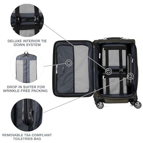 Travelpro Platinum Elite Softside Expandable Luggage, 8 Wheel Spinner Suitcase, TSA Lock, Men and Women, Pilot Green, 2-Piece Set (21/25) - color: Pilot Green, size: 2-Piece Set (21/25)