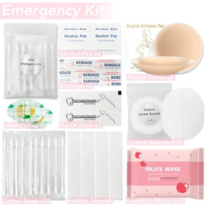 Women's Emergency Kit for Weddings 29 Essential Items for Brides Daily Use All in One Travel Kit Personal Care Survival Set for Team Bride - style: Queen Beige