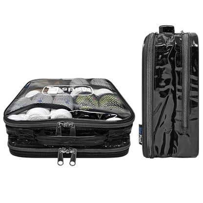Medium Travel Pill Bottle Organizer, Clear Medicine Bag, 2 Zipper Compartments with Divider and Mesh Pockets, Easy View of Medications, Medical Supplies, and Toiletries, PVC - Black - color: - Pvc Black, size: M (Pack of 1)