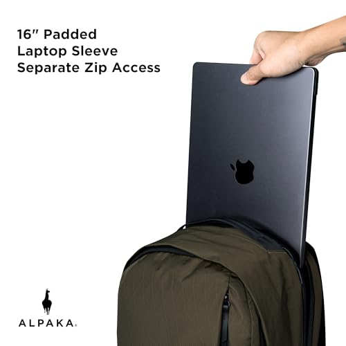 ALPAKA Metro Backpack Pro for Men - Fits 16" Laptop Business Travel Backpack with YKK Zippers, MOD Key Leash & Luggage Pass-through, Weatherproof X-pac Material Work Bag(Olive Green) - color: Olive Green