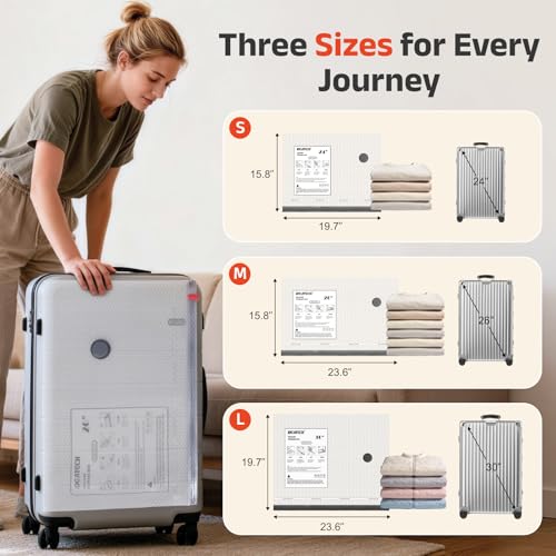 IDEATECH 12 Pack Travel Vacuum Storage Bags with USB Pump, Carry-On Compression Packing Bags, Reusable Space Saver Vacuum Seal Bags for Clothing, Luggage, Essential Travel Pack-4S+4M+4L
