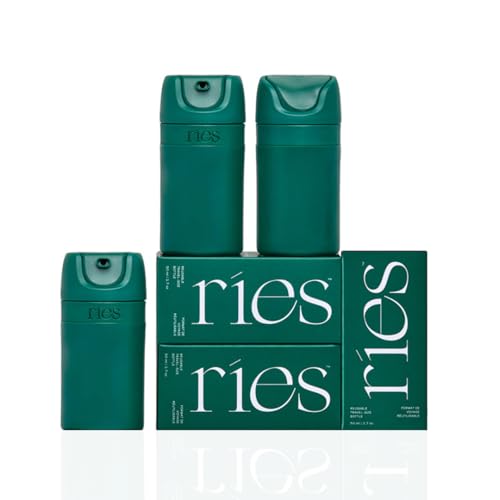 RIES Airless Pump Travel Bottles | Tsa Approved Leak Proof Refillable Set of 3 | 1.7 oz BPA Free Travel Size Toiletry Containers | Shampoo Conditioner | Escapade Green - color: Escapade Green