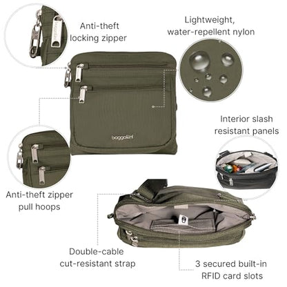 Baggallini Securtex Anti-Theft Crossbody - color: Thyme