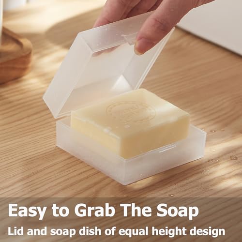 Ozner Travel Soap Case, Bar Soap Holder Fit Dr Squatch Soap, Shampoo Bar Holder for Traveling, Gym, Square Travel Soap Container with Draining Pad (Transparent White) - color: Transparent White