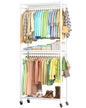 Sakugi Clothes Rack - 33.0" x 12.2" x 79.5" Clothing Rack with Shelves & Wheels, Multi-Functional Wardrobe Closet with Hooks, Sturdy Metal Garment Rack for Bedroom, Laundry, Balcony (White) - color: White, size: Large