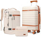Luggage Sets 3 Piece with Spinner Wheels, Lightweight PC Hardside Suitcase with TSA Lock & YKK Zippers, 20 Inch Carry On Luggage with Travel Bag for Men and Women, Beige - color: Beige, size: 3 Piece Set (20inch)