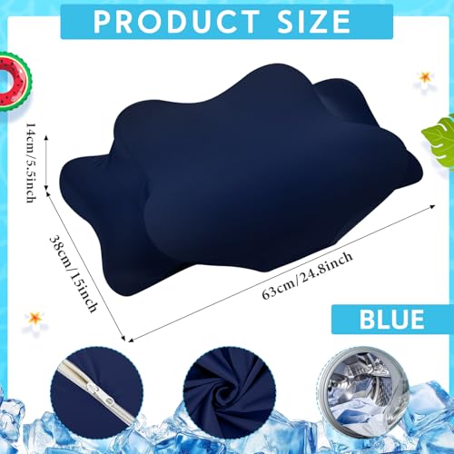 Hahafelt Cooling Cervical Neck Pillowcase Cover (Only Pillow Case) Ergonomic Pillowcase with Zipper Breathable Contour Pillow Cover for Side Back Stomach Sleepers(Navy Blue,Queen Size) - color: Navy Blue, size: Queen
