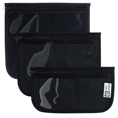 HIONXMGA TSA Approved Toiletry Bag, Set of 3 Clear Travel Toiletry Bag Quart Size Zipper Travel Pouch, Waterproof Makeup Cosmetic Bag for Women Men Kids Toiletries Carry on, Black - color: Black, Mixed Sizes