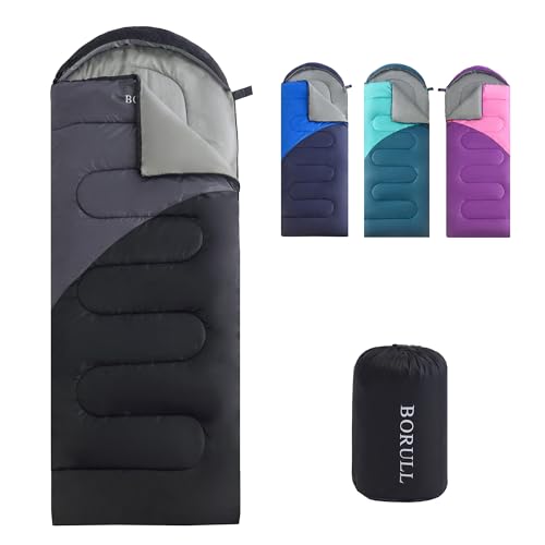 Sleeping Bags for Adults Cold Warm Weather,Backpacking Compact Lightweight Camping Sleeping Bag with Compression Sack for Kids,Camping Essentials Gear for Hiking,Travel,Climb,Outdoor, Indoor - color: 3lb-Black & Light gray(L Zip)