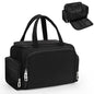 Travel Toiletry Bag for Women, Lightweight Wide-open Toiletries Travel Bag with Handle, Large Cosmetic Organizer with Makeup Brushes Compartment for Essentials for Trip, Camping - Black