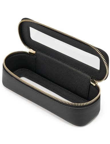 Popvibe Clear Makeup Bag Travel Cosmetic Case Transparent Toiletry Bag with Zipper, Portable Make Up Organizer Traveling Compact Car Bag for Essentials - color: Black, style: Slim Sleek
