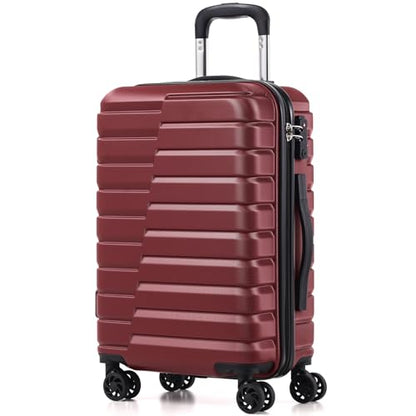 Coolife Carry On Luggage Airline Approved with Spinner Wheels, Hard Shell Suitcase TSA Lock Lightweight Travel Luggage 20-inch,Wine Red - color: wine red, size: Small(20in)