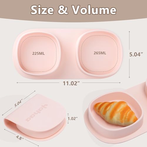 Silicone Foldable Novelty Dinner Plates, Baby Plates Travel Essential with Forks and Spoons, Microwave & Dishwasher Safe, Blush - color: Pink, style: No-Suction
