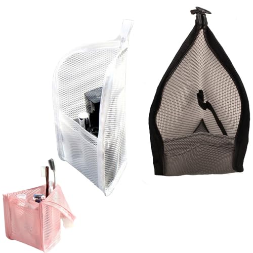 2Pack Standing Toiletry Bag, 2026 New Portable Lightweight Travel Toiletry Bag, EVA Mesh Travel Toothbrush Storage Bag, Foldable Clear Hanging Makeup Bag Cosmetic Organiser Storage (White+Black) - color: White+Black