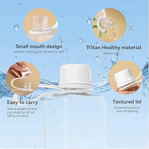 8.2 oz/240 ml Flat Travel Water Bottle, BPA Free Tritan Reusable Plastic Square Plastic Flask Pocket for Camping, Fitness, Outdoor Sports, Fits Purse and Pocket（Gray） - color: Gray